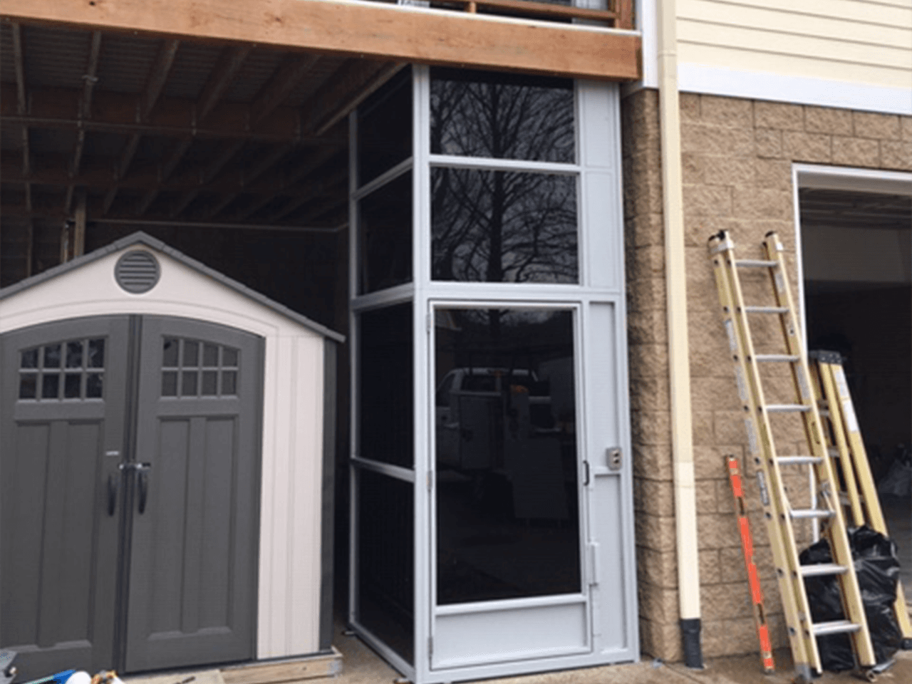 Symmetry enclosed lift plexi for home outdoors with custom grey color