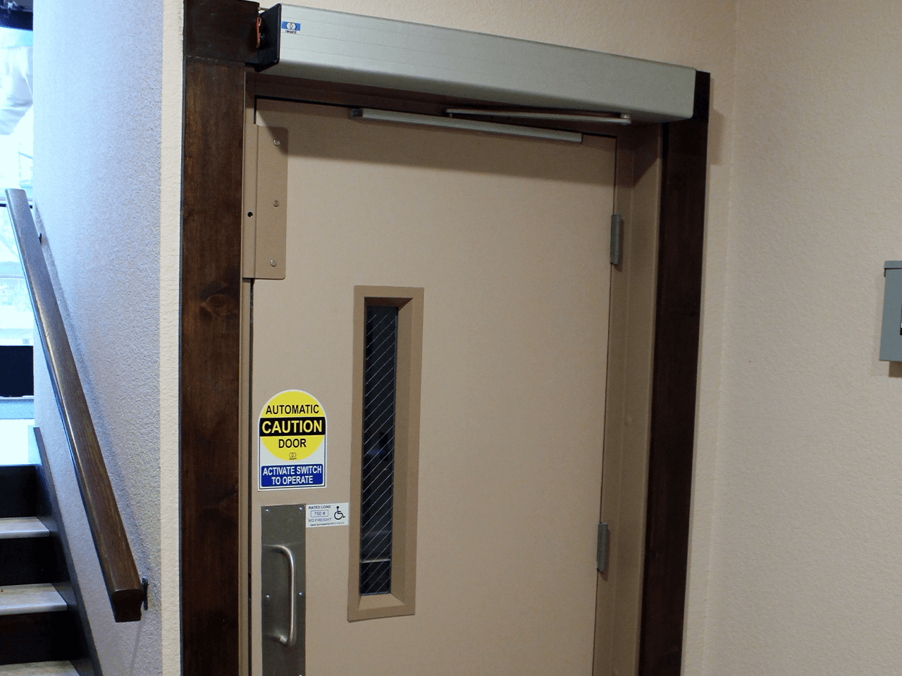 shaftway lift with metal door and frame with window
