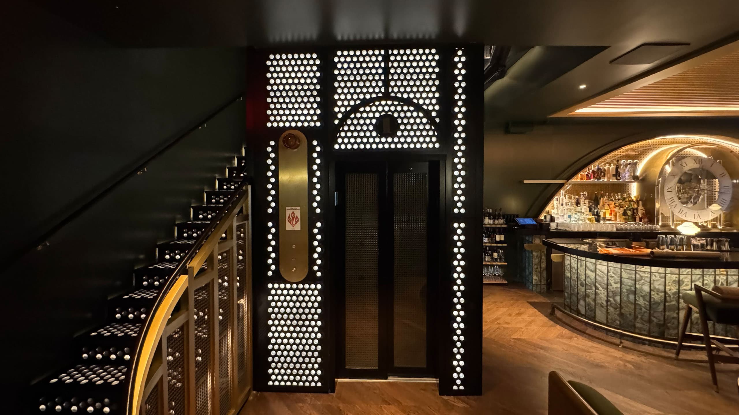 LULA elevator providing accessibility between levels in a restaurant